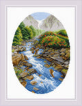 RIOLIS 1960 Upstream geteld kruissteek-borduurpakket — landschap