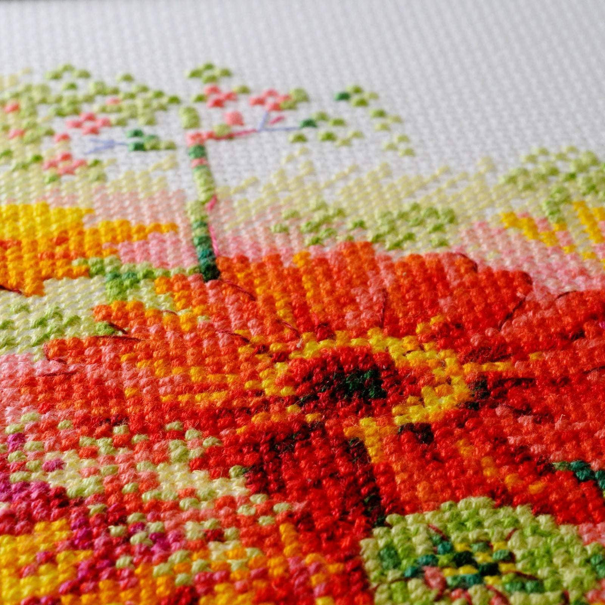 RIOLIS 1485 Aquarel Gerbera's Kruissteekpakket Bloemig