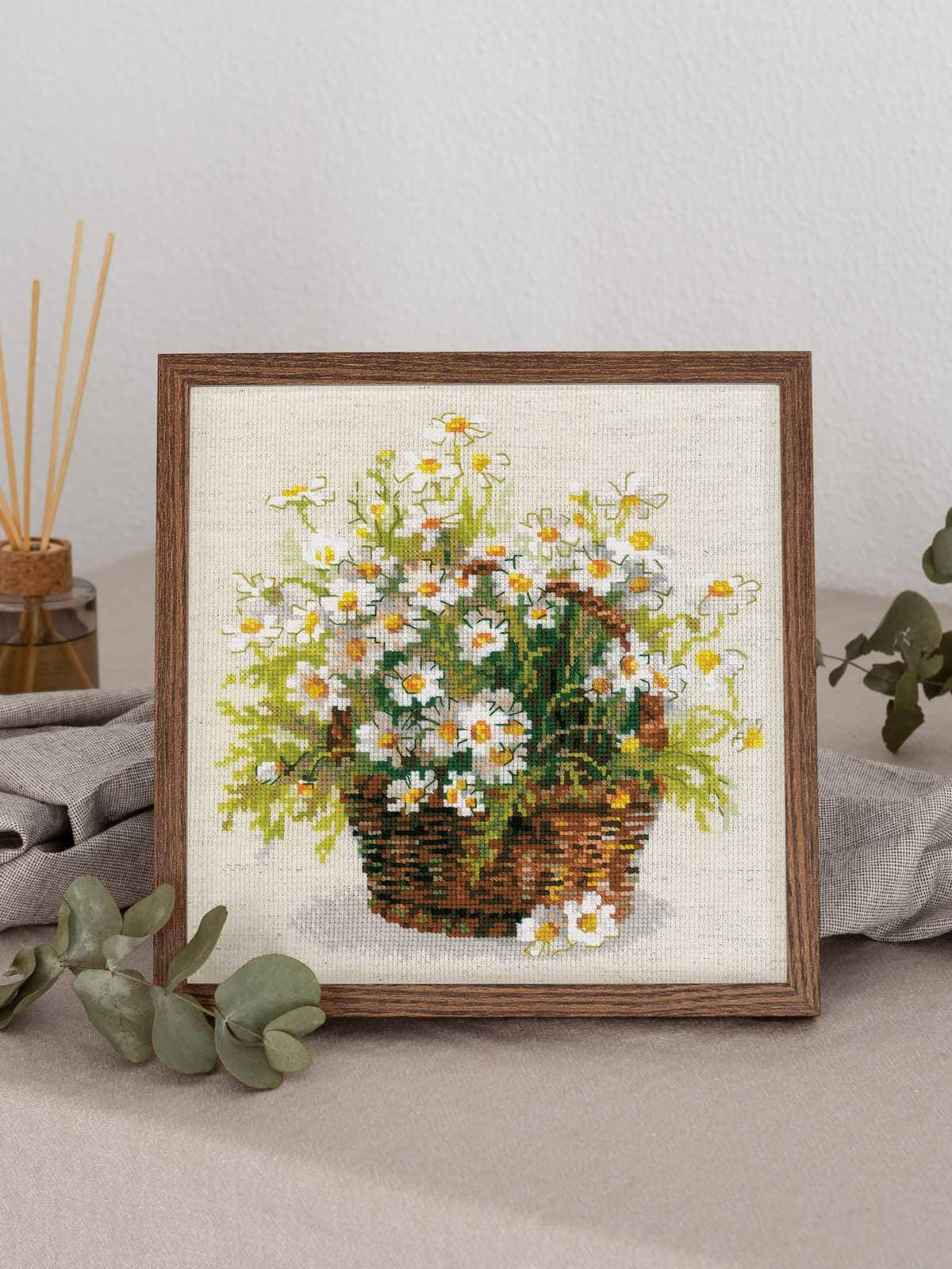 RIOLIS 1478 Madeliefjes kruissteekpakket (geteld) bloemenmand