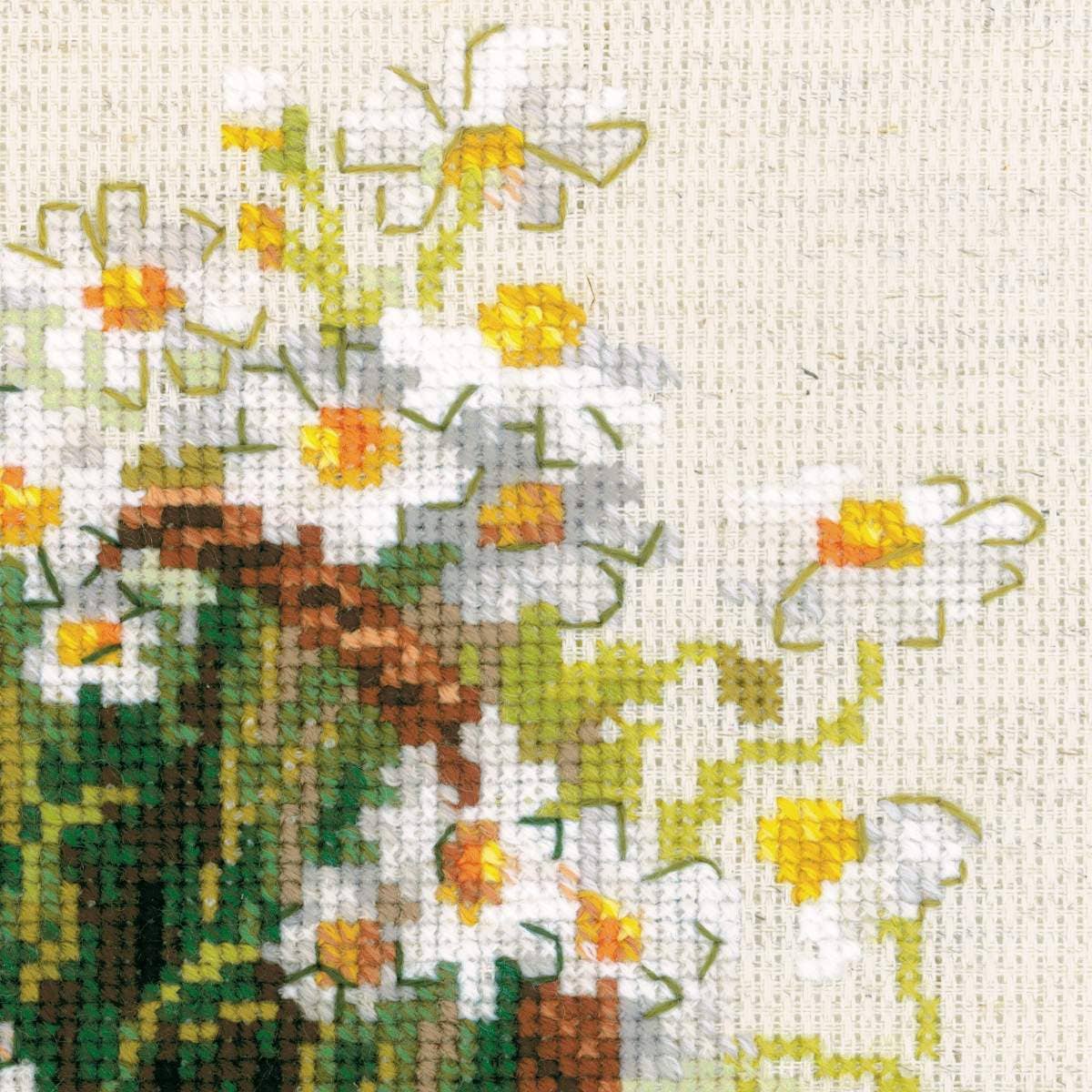 RIOLIS 1478 Madeliefjes kruissteekpakket (geteld) bloemenmand