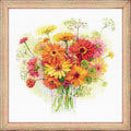 RIOLIS 1485 Aquarel Gerbera's Kruissteekpakket Bloemig